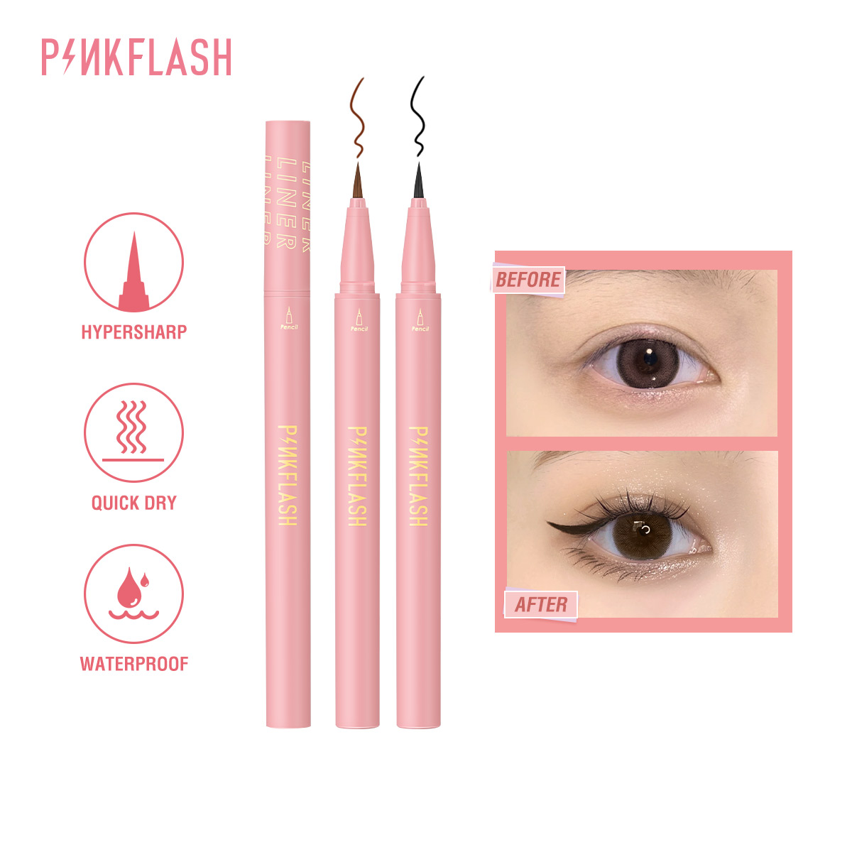 Waterproof Liquid Eyeliner Pen - PINKFLASH Đen Liquid Eyeliner Bút Chì