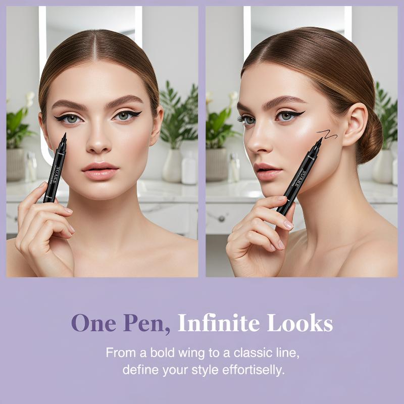 Waterproof Liquid Eyeliner Pen - 2PCS Black Eyeliner Double-ended Quick-drying Seal