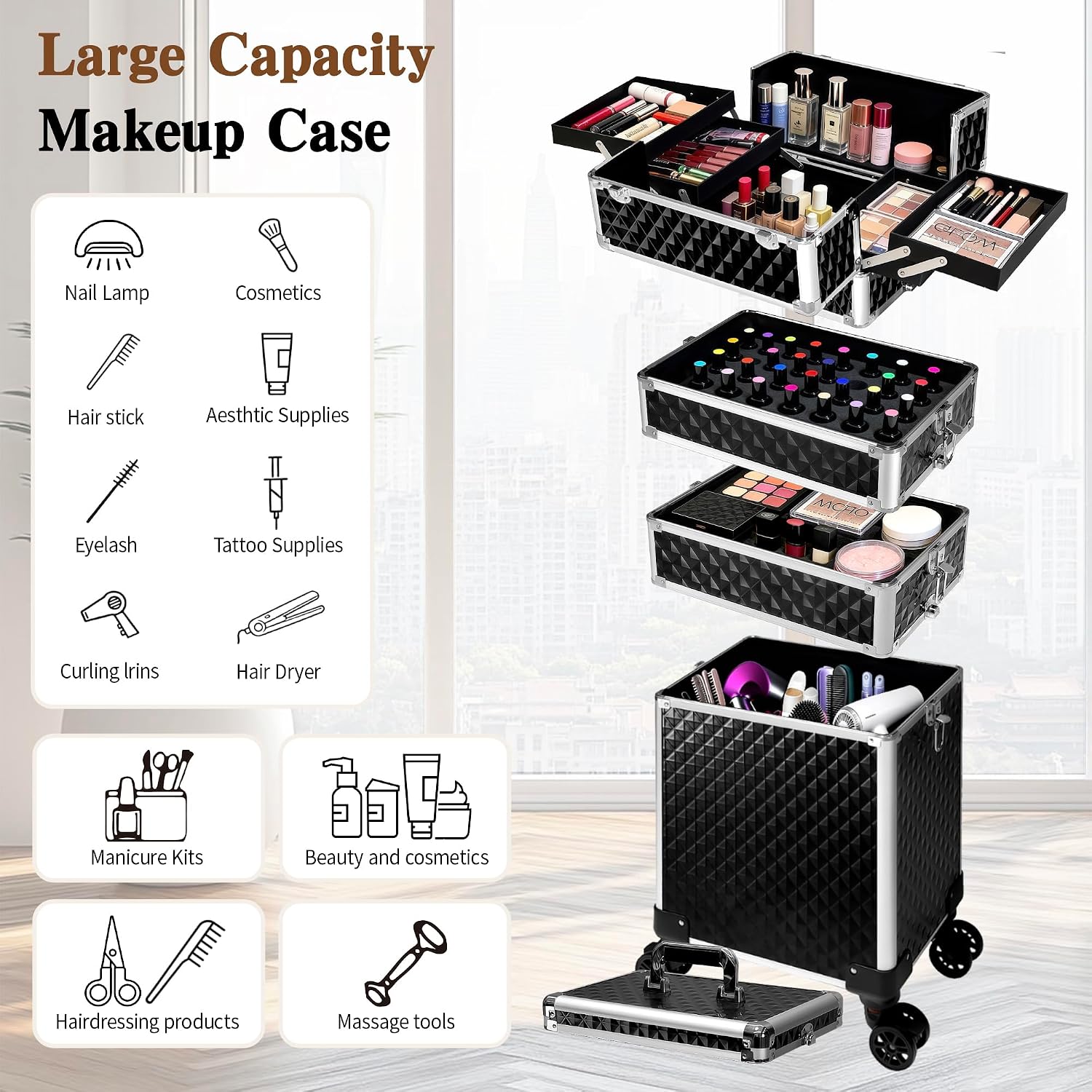 Rolling Makeup Train Case, Cos - đánh giá và giá Makeup