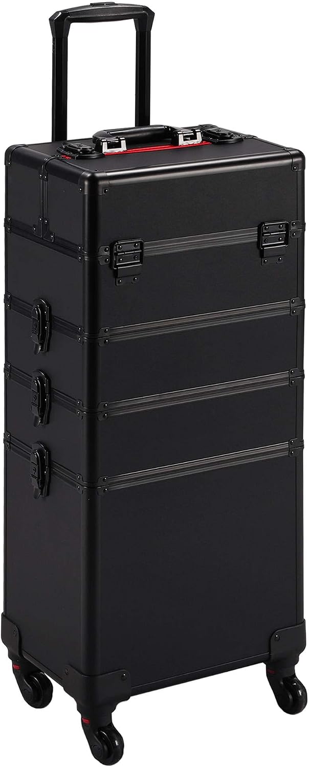Black 4‑in‑1 Lockable Rolling  - đánh giá và giá Makeup
