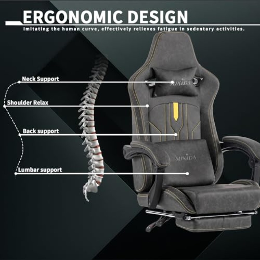 Gaming chair with footrest for - đánh giá và giá Massage
