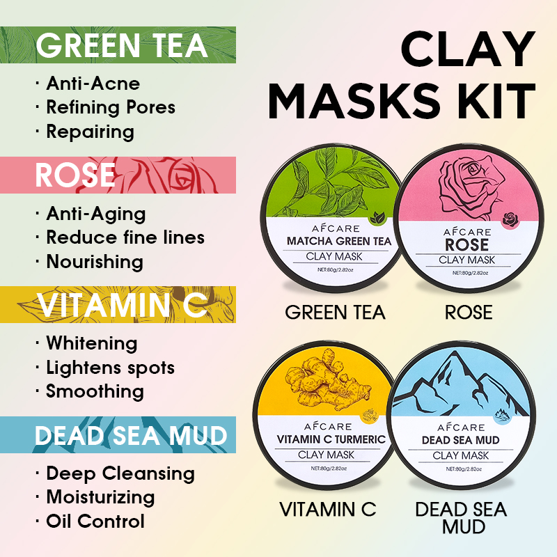 4Pcs Face Mask Set with Turmer - đánh giá và giá Green Tea Cleansing Clay Mask